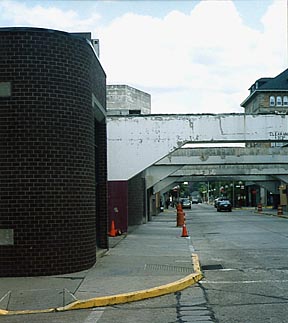 Midtown Plaza demolition, showing exposed beams, 2003